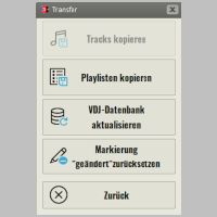 Kopieren der Tracks, der Playlisten, aktualisieren der VDJ-Datenbank. Zurücksetzen der gelb markierten Einträge die Neu angelegt oder bearbeitet wurden.